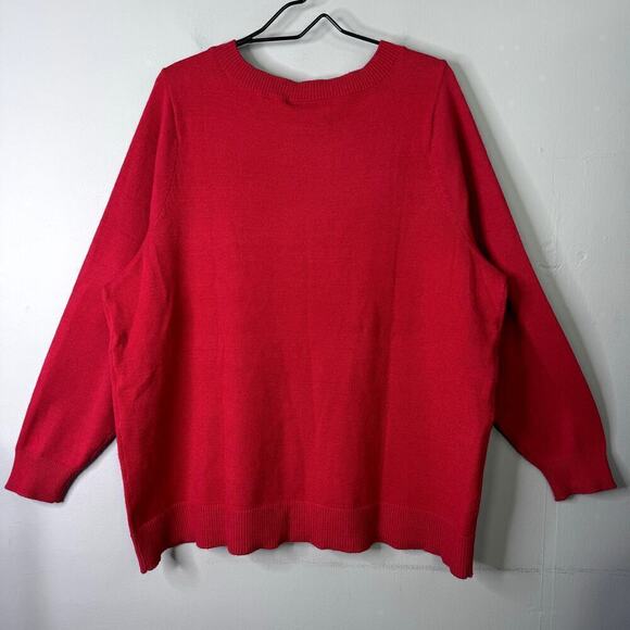 Lane Bryant Red Pullover Sweater Gold Button Shoulder Detail Women's Size 22/24 - Picture 10 of 12